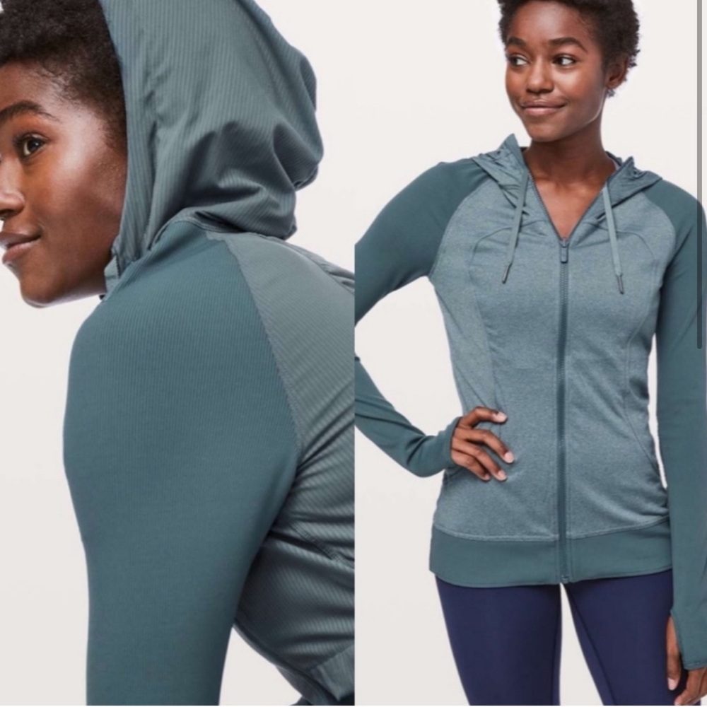 Lululemon Dance Studio  Reversible Jacket Rib Sleeve Petrol Blue H. - Picture 2 of 14
